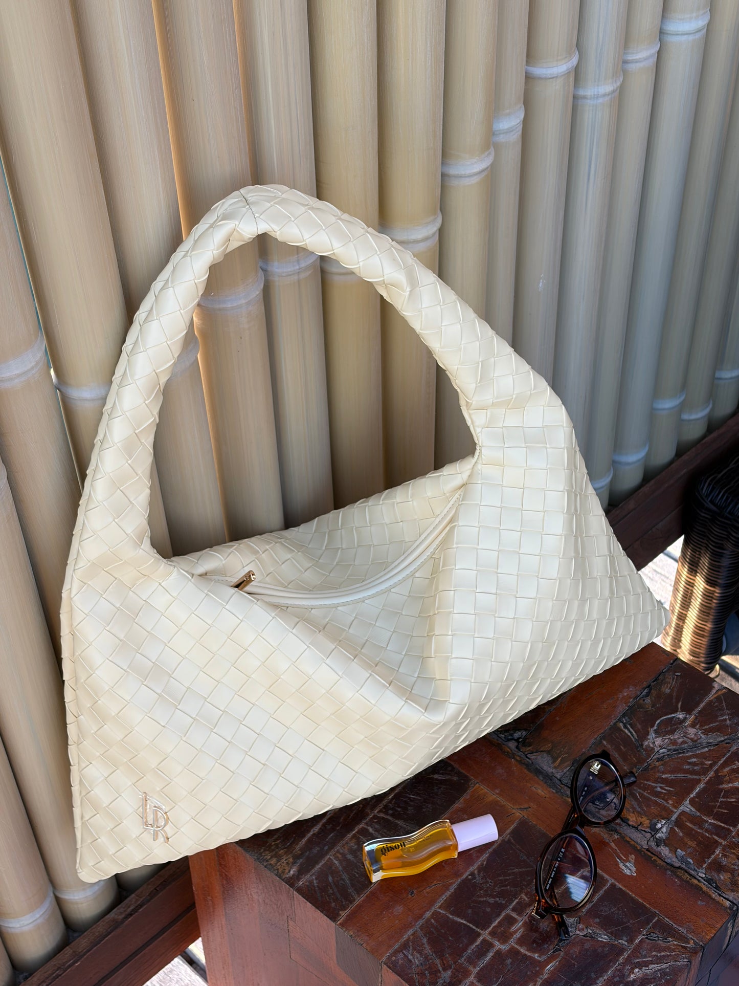 Borsa a spalla ANYA intrecciata - BUTTER YELLOW