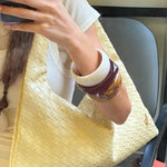 Borsa a spalla ANYA intrecciata - BUTTER YELLOW