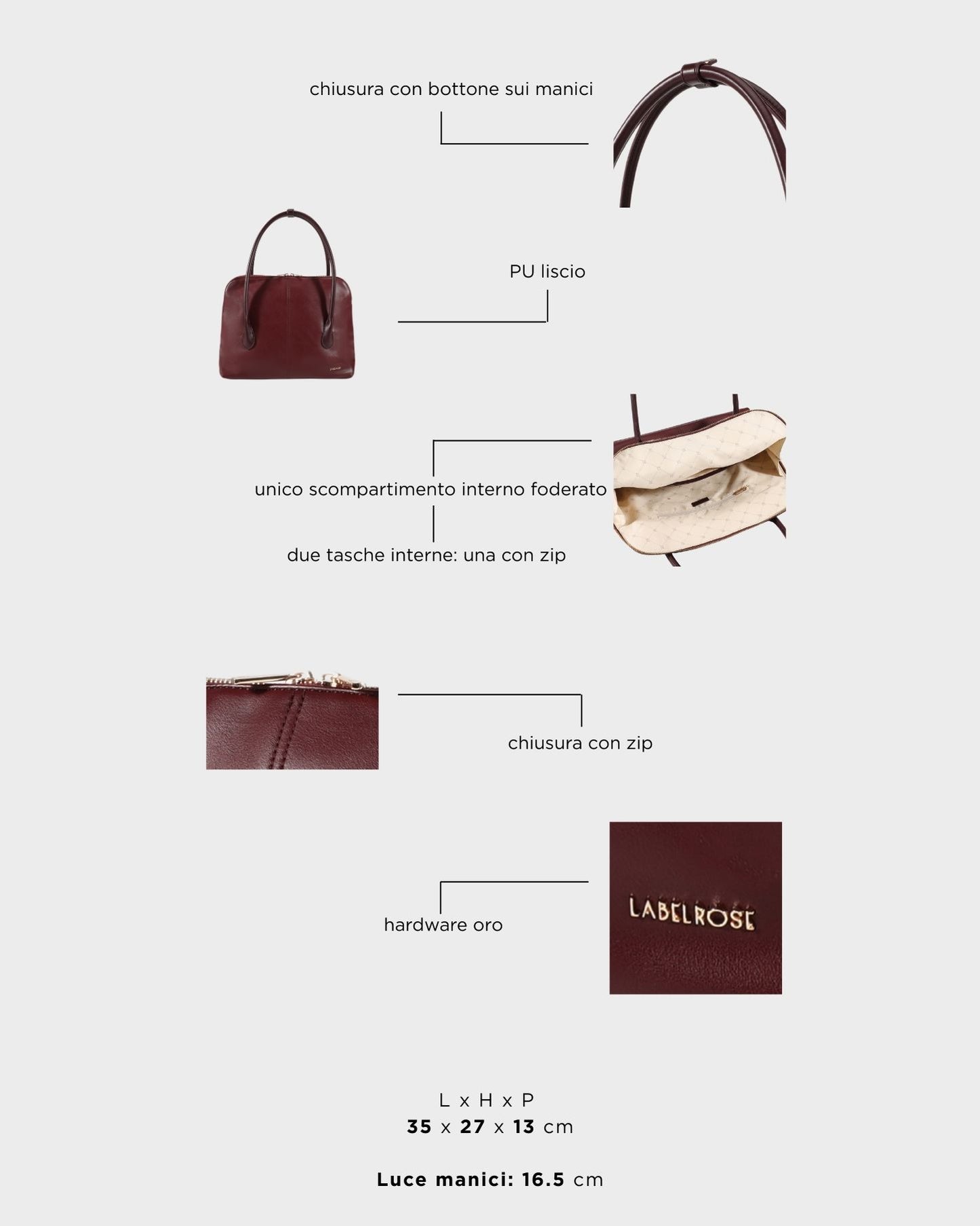 Borsa a spalla MELROSE - IMPERIAL BURGUNDY