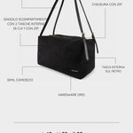 SIDNEY shoulder shopping bag - BLACK GOLD
