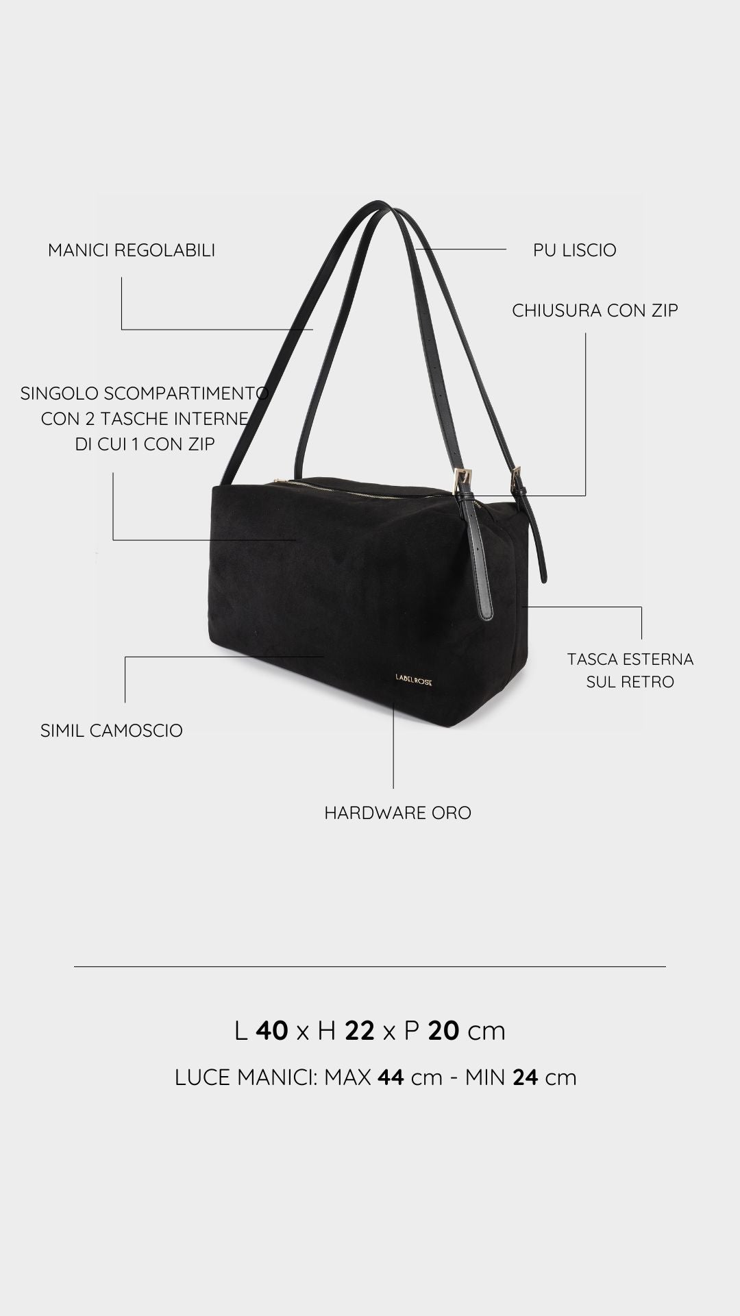 SIDNEY shoulder shopping bag - BLACK GOLD
