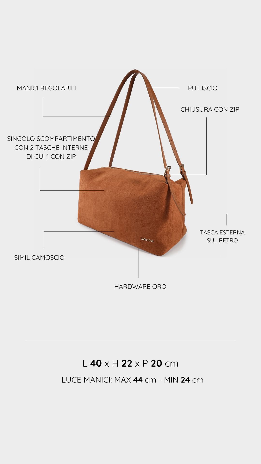 Shopping bag a spalla SIDNEY - CUOIO