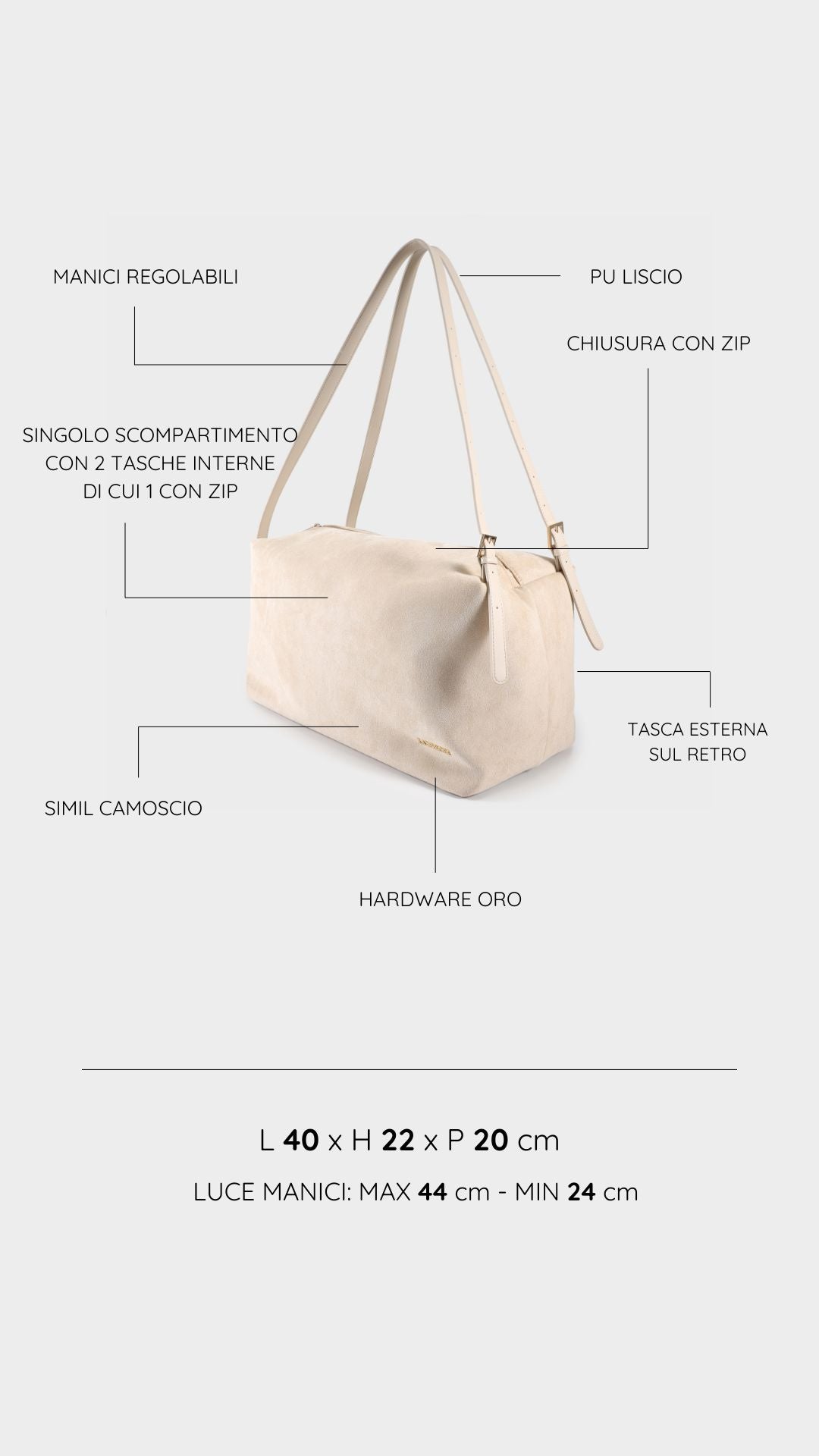 Shopping bag a spalla SIDNEY - PANNA