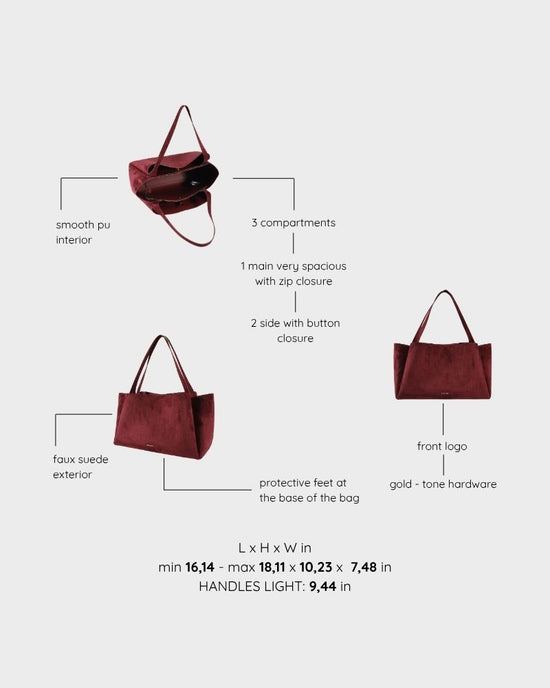IVORY SUEDE Shoulder Bag - BURGUNDY