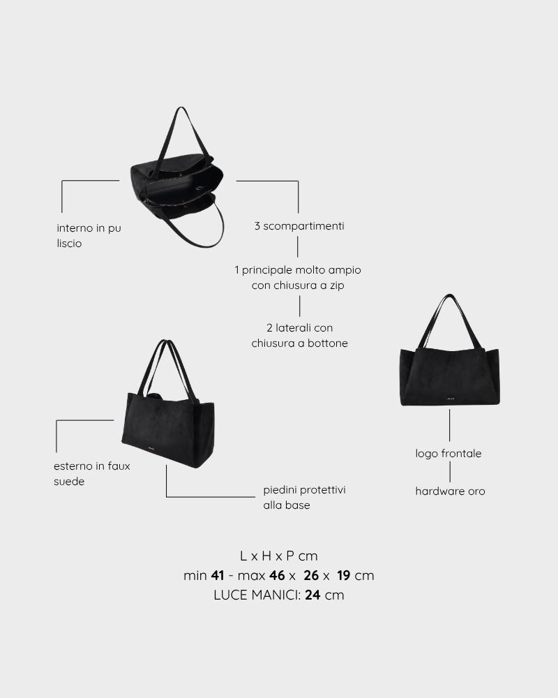 IVORY SUEDE shoulder bag - BLACK GOLD