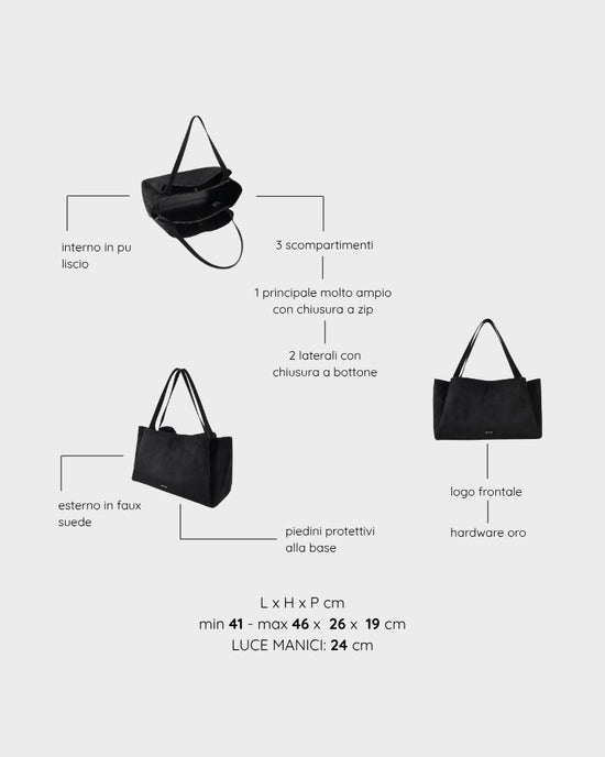 IVORY SUEDE shoulder bag - BLACK GOLD