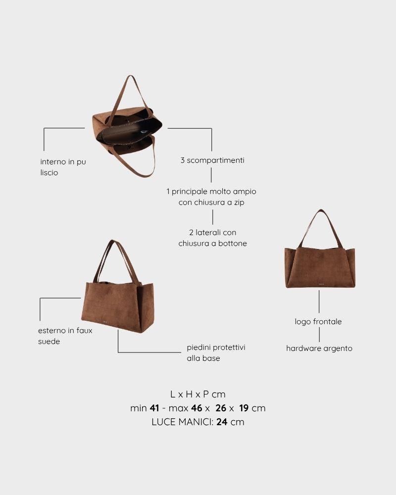 IVORY SUEDE Shoulder bag - CHOCOLATE