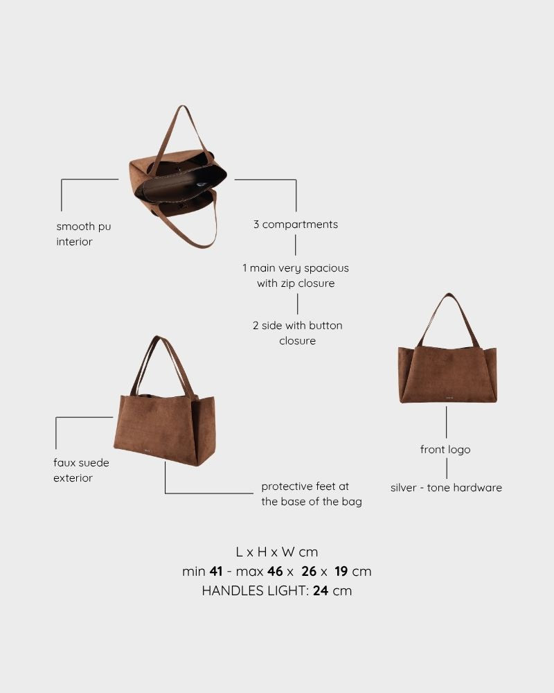 IVORY SUEDE Shoulder bag - CHOCOLATE