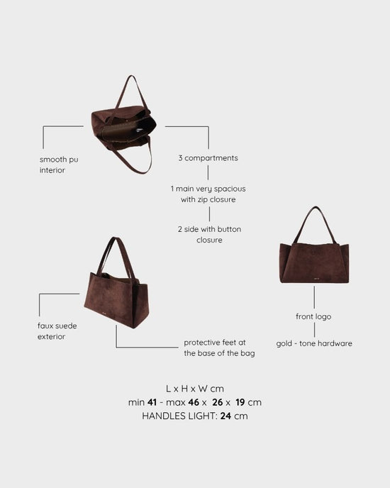 IVORY SUEDE Shoulder Bag - BROWN