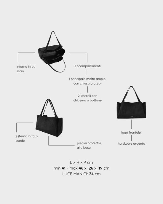 IVORY SUEDE Shoulder Bag - BLACK SILVER