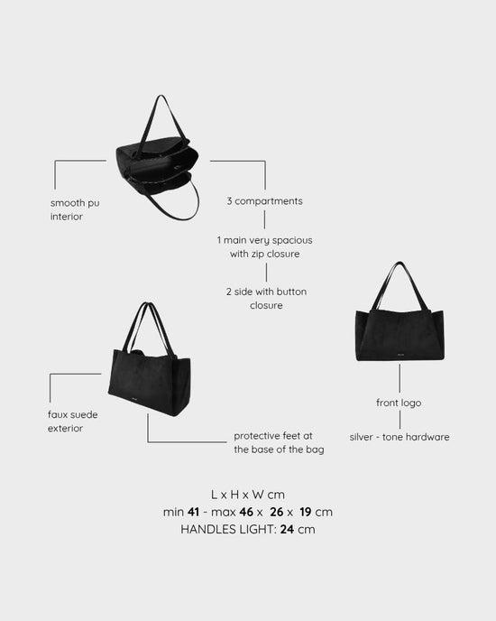 IVORY SUEDE Shoulder Bag - BLACK SILVER