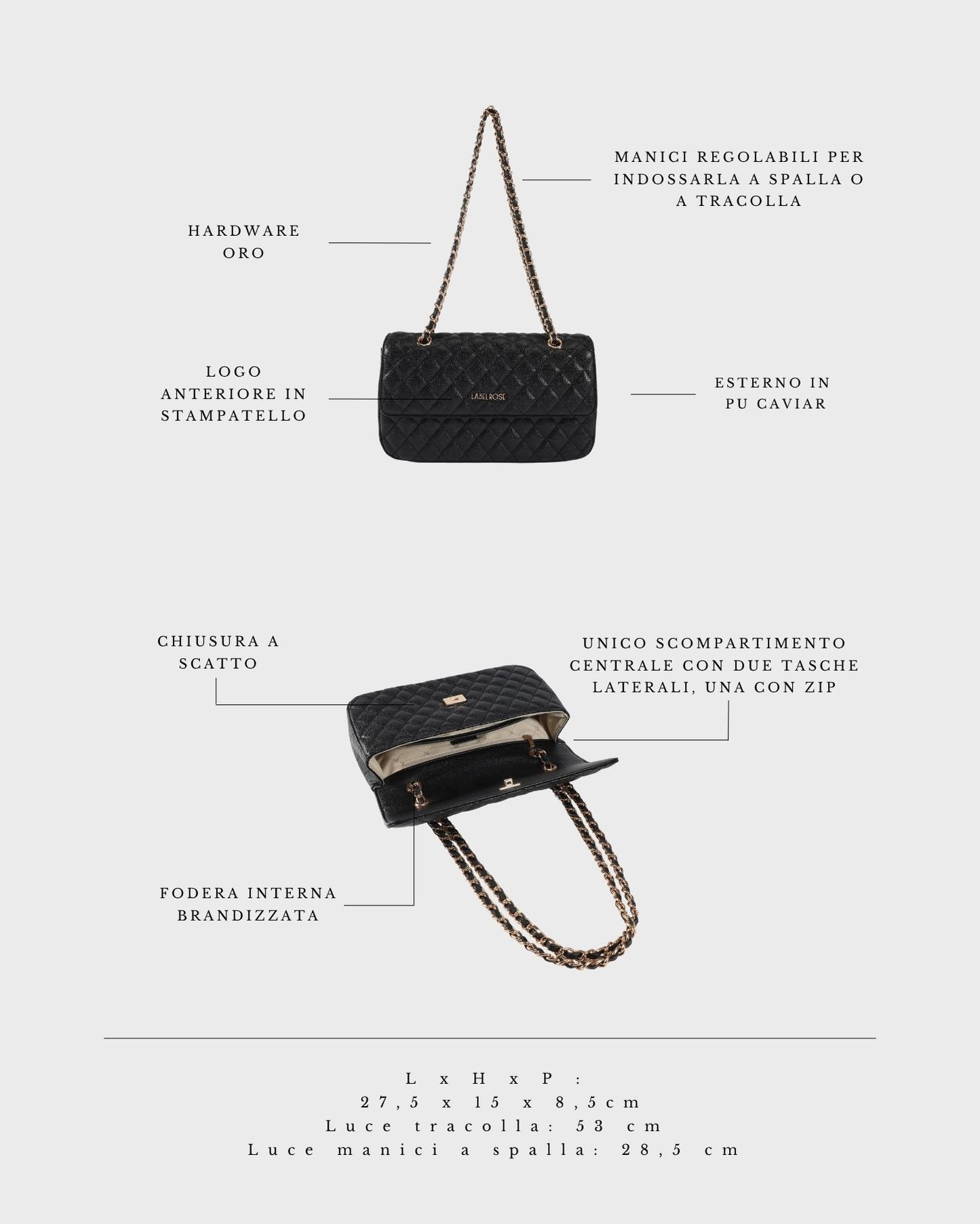 Borsa a spalla KATE BIG - BLACK GOLD