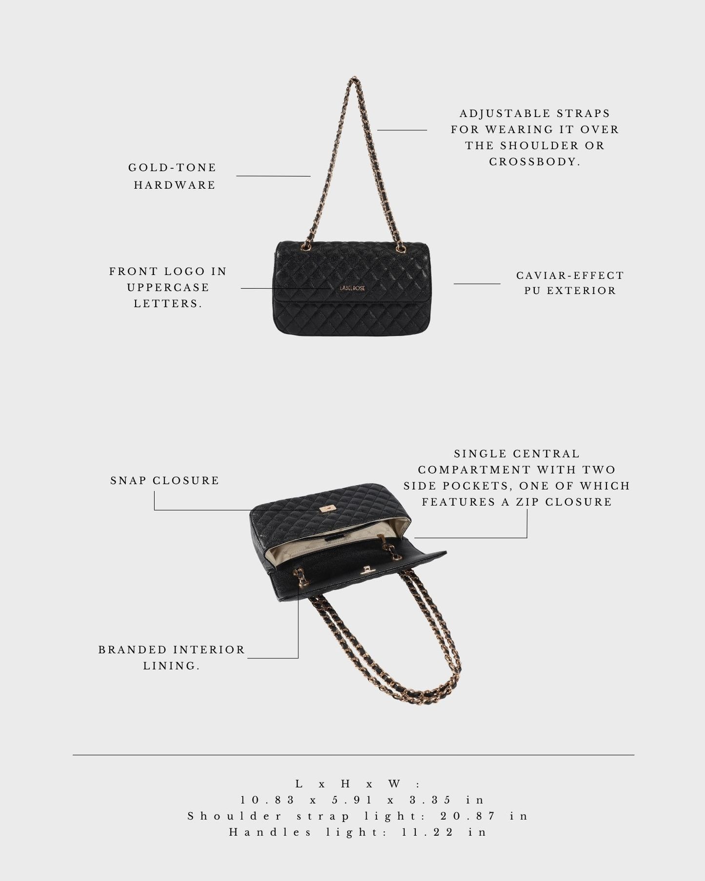 Borsa a spalla KATE BIG - BLACK GOLD