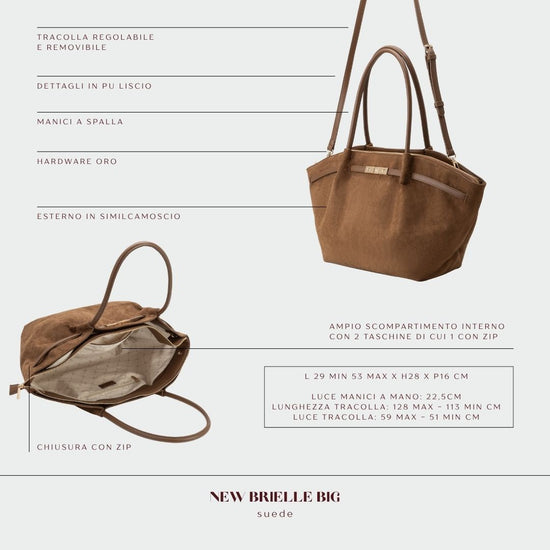 Borsa a spalla BRIELLE BIG SIMILSUEDE - LIGHT BROWN