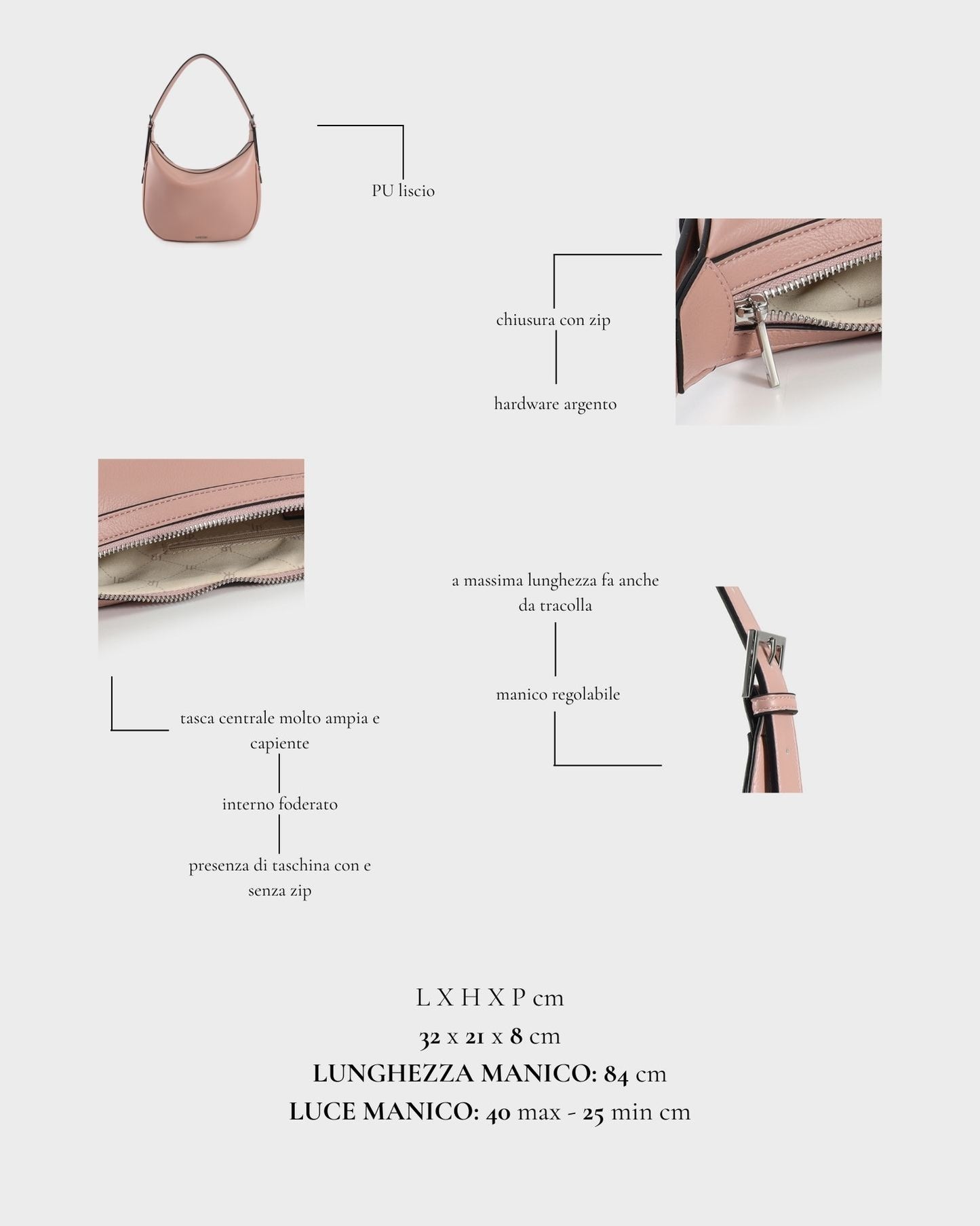 Borsa a spalla LILLIAN - LIGHT PINK