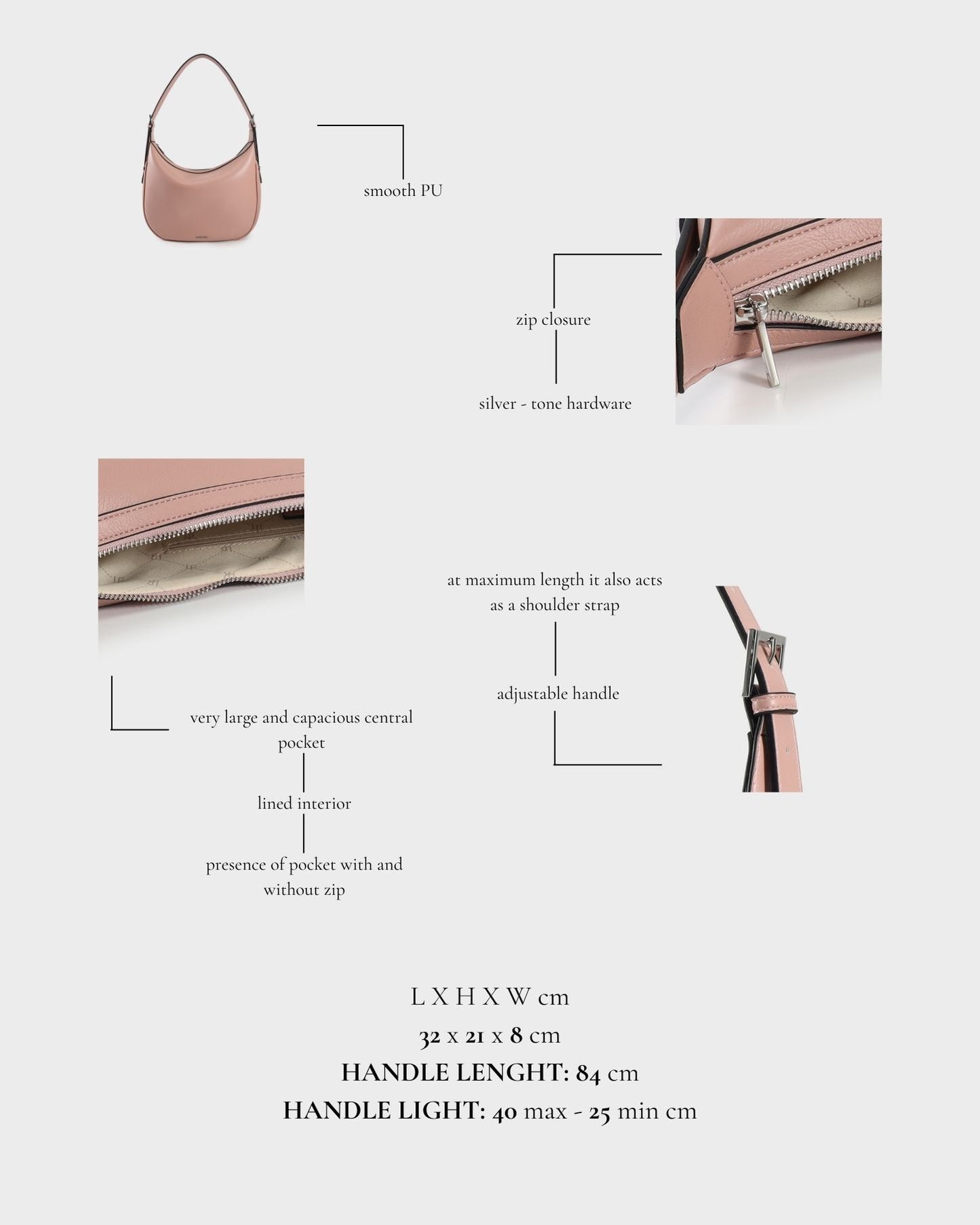 Borsa a spalla LILLIAN - LIGHT PINK