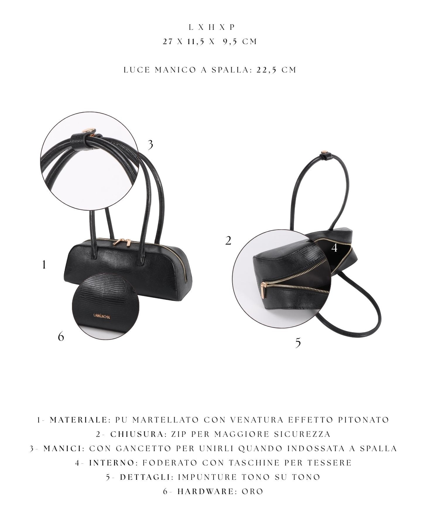 LONGUETTE Shoulder Bag - BLACK GOLD