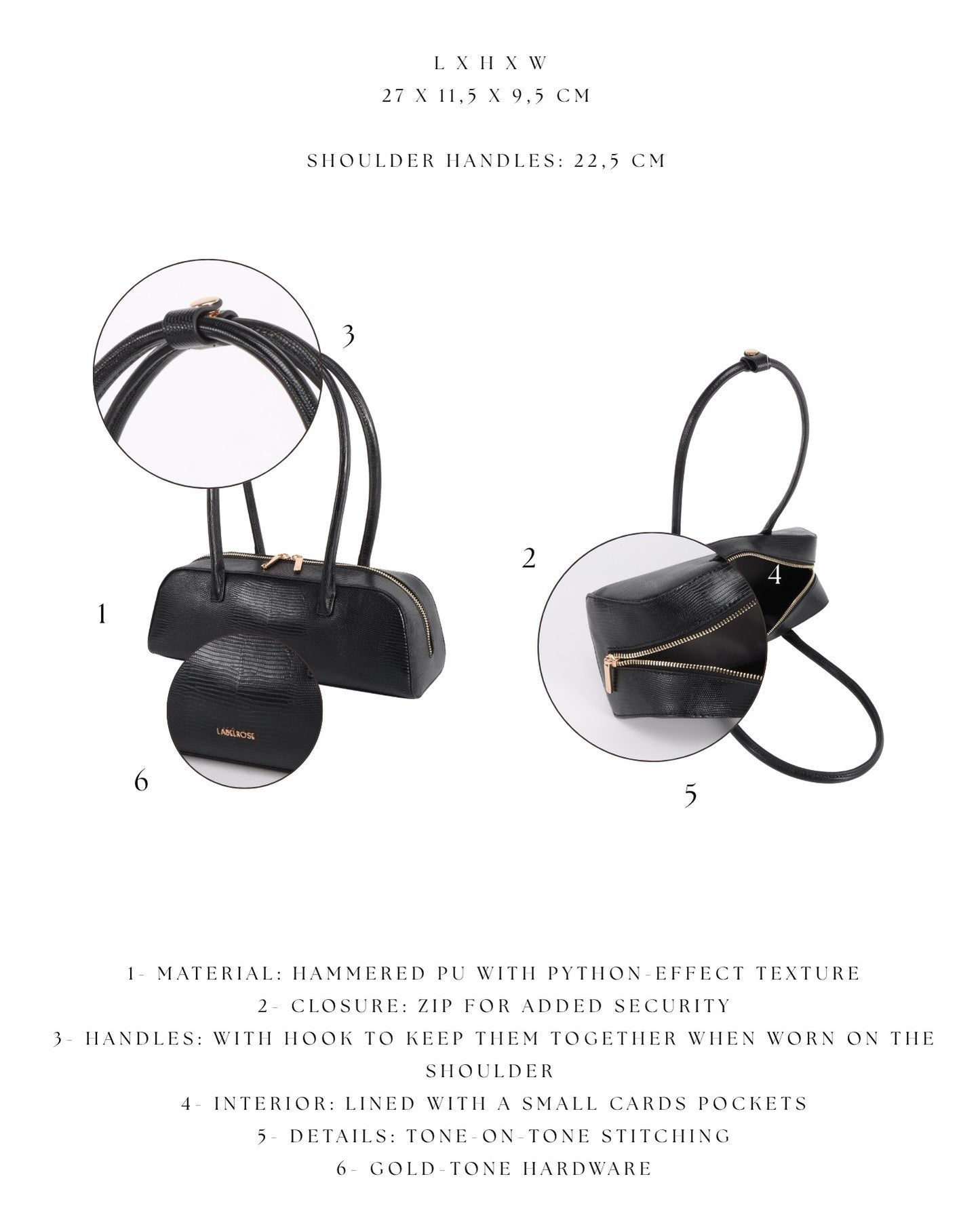 LONGUETTE Shoulder Bag - BLACK GOLD