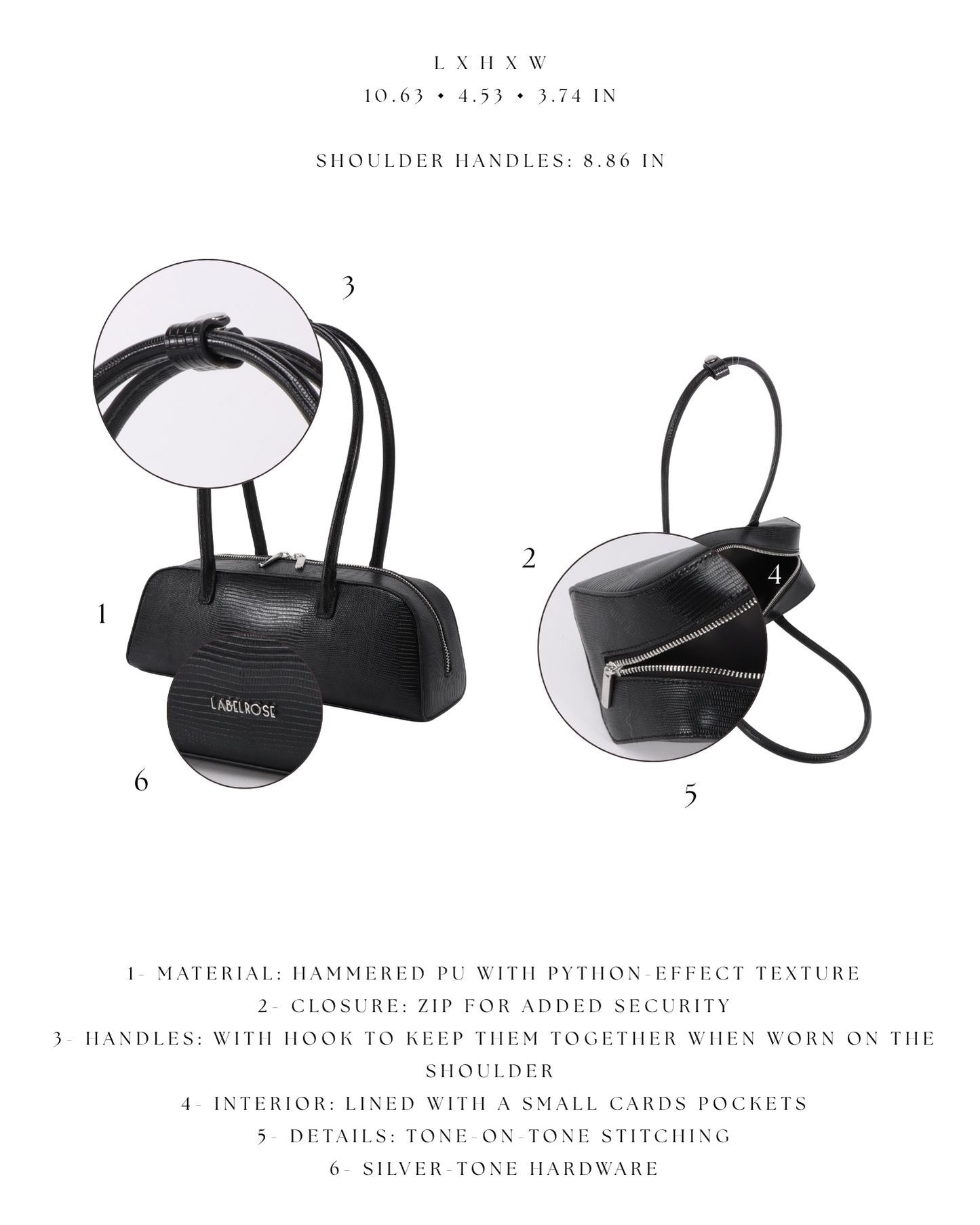 Borsa a spalla LONGUETTE- BLACK SILVER PREVENDITA