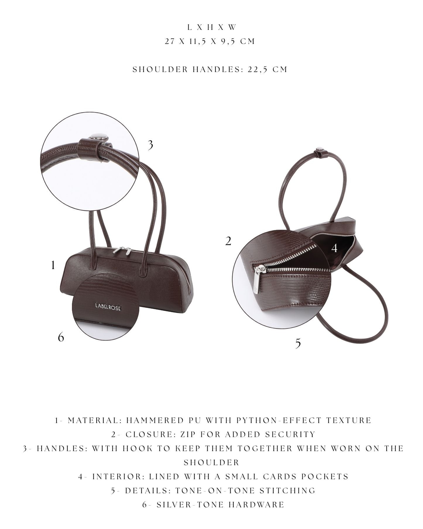 Borsa a spalla LONGUETTE- DEEP COFFEE