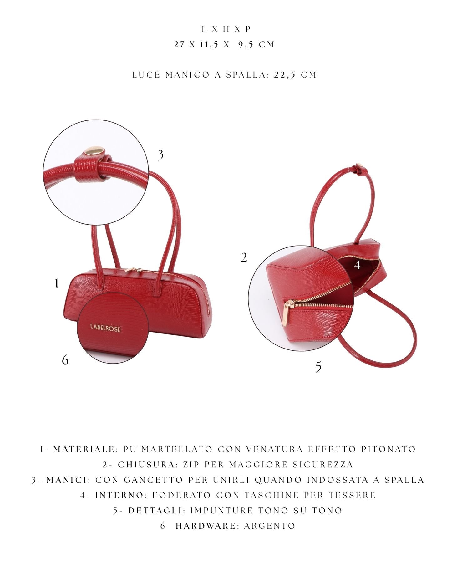 Shoulder bag LONGUETTE- RED