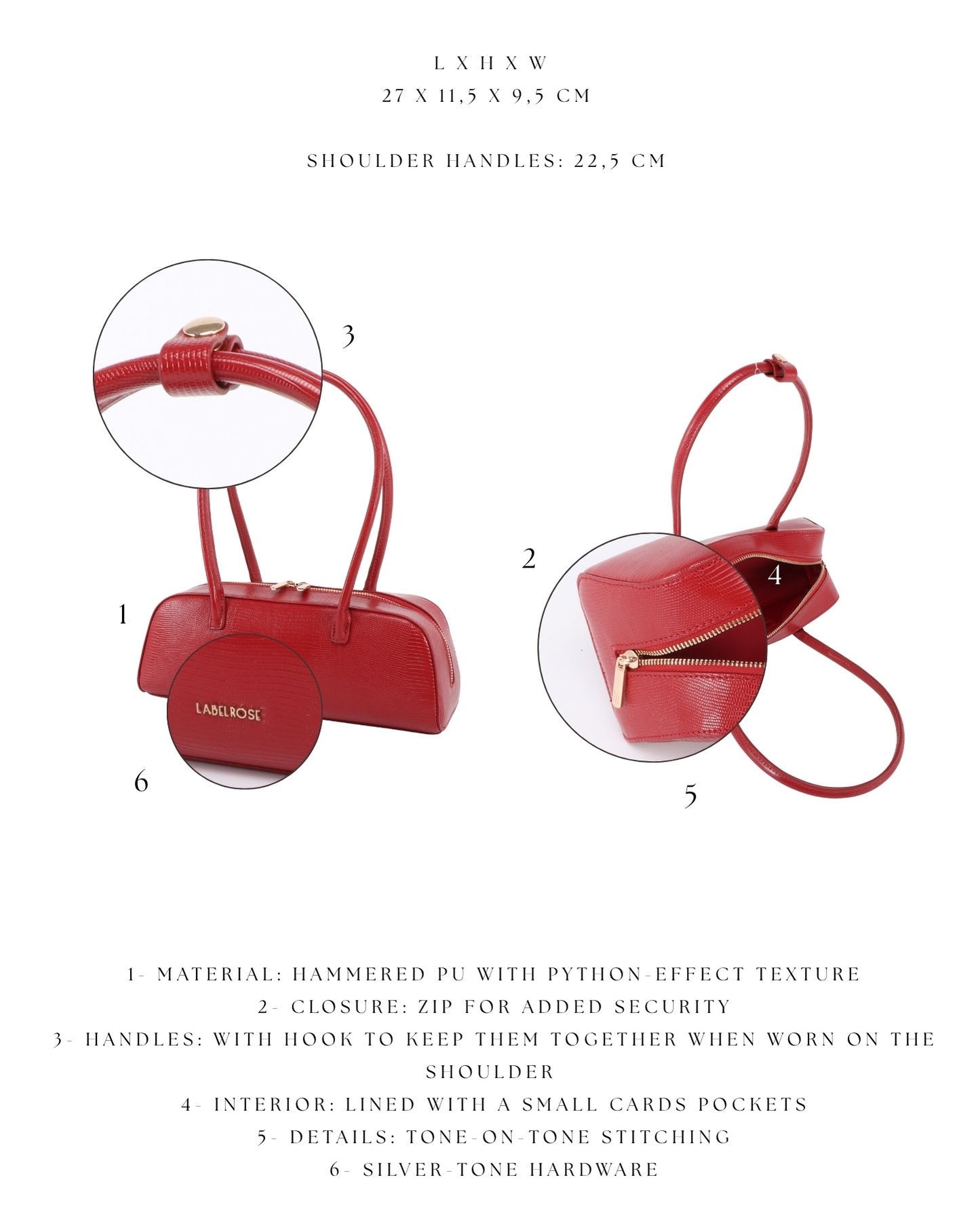 Shoulder bag LONGUETTE- RED