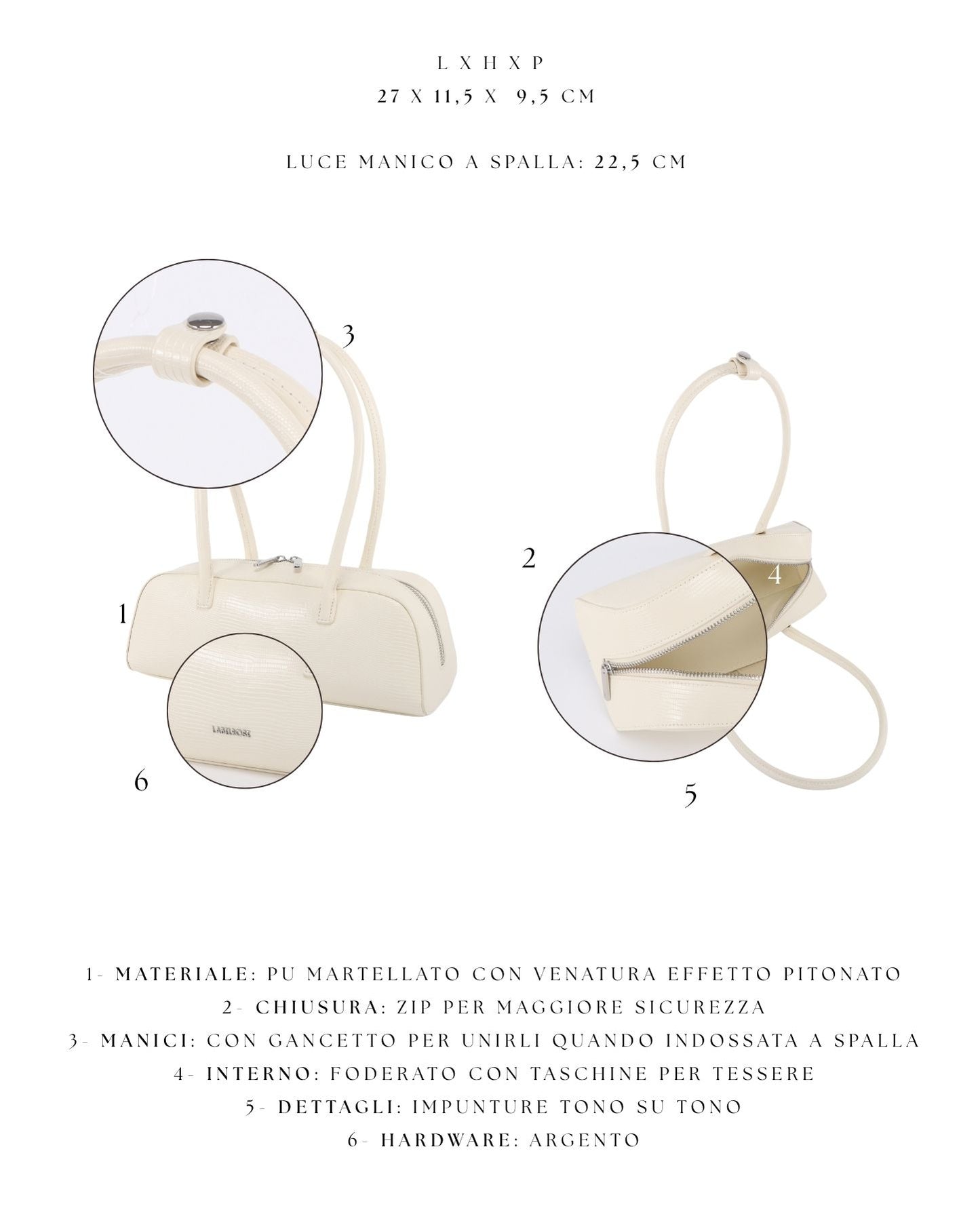 Borsa a spalla LONGUETTE- CREAM PREVENDITA