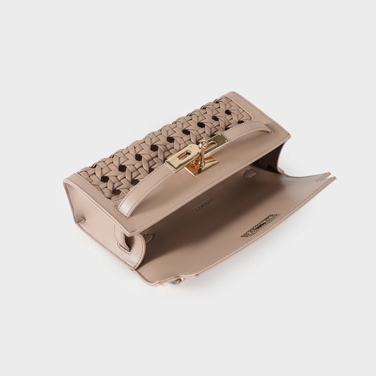 Borsa a mano FRANCESCA INTRECCIATA - TAUPE