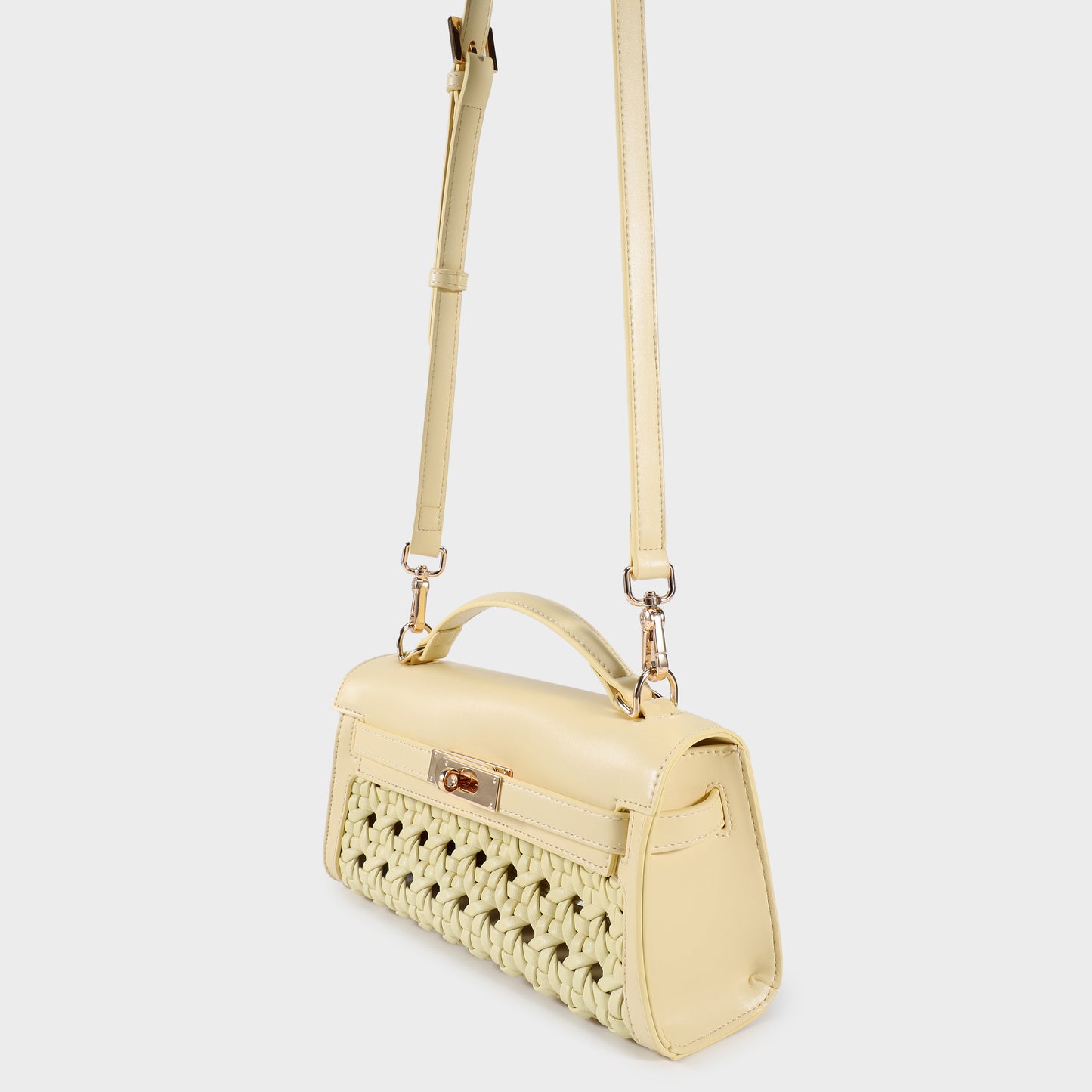 Borsa a mano FRANCESCA INTRECCIATA - SOFT YELLOW