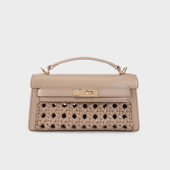 Borsa a mano FRANCESCA INTRECCIATA - TAUPE