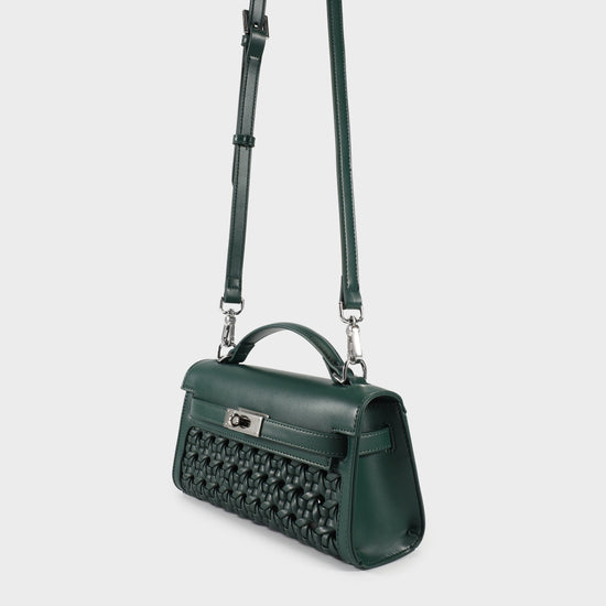 Borsa a mano FRANCESCA INTRECCIATA - FOREST GREEN