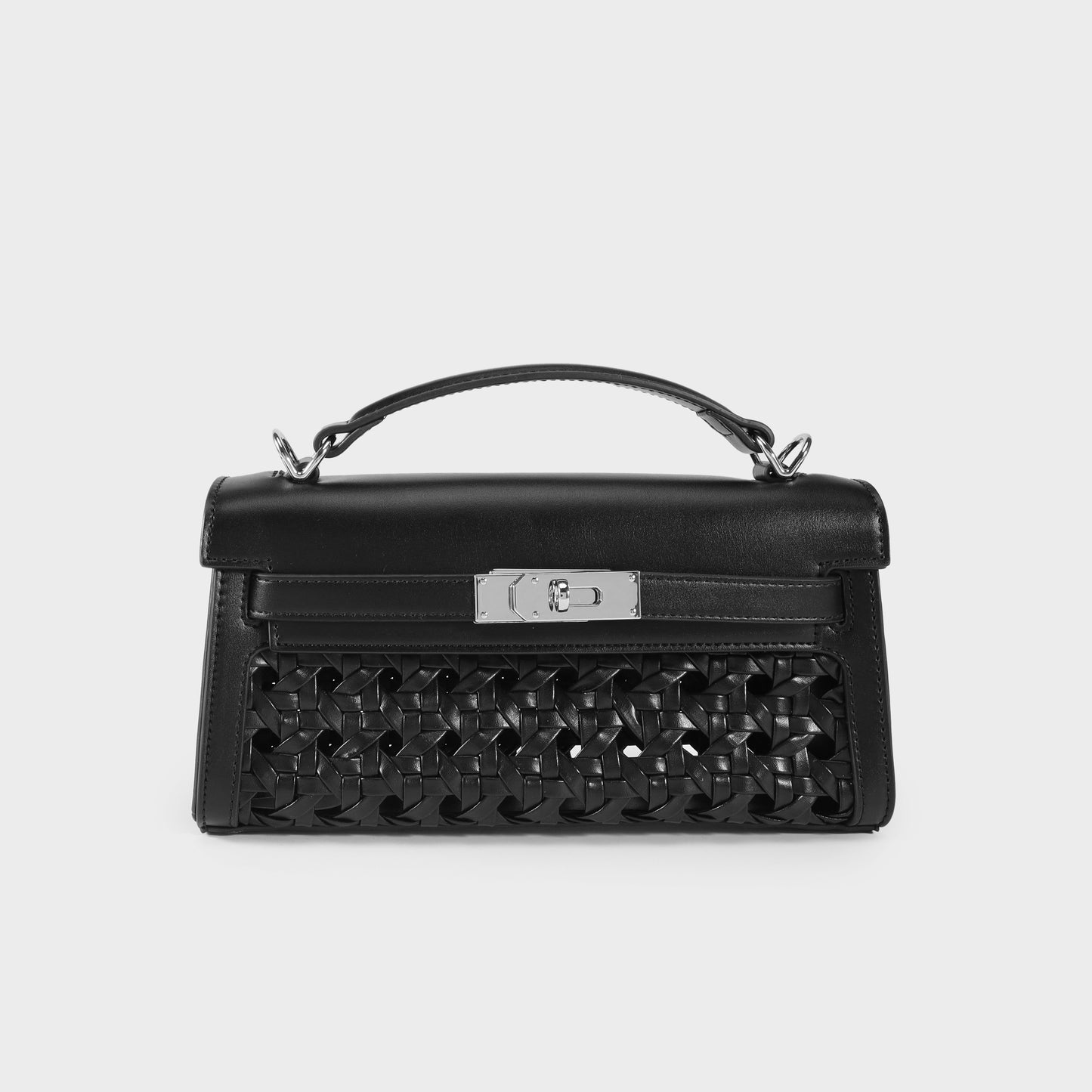 Borsa a mano FRANCESCA INTRECCIATA - JET BLACK SILVER