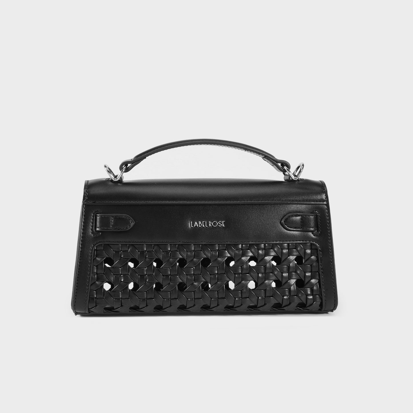 Borsa a mano FRANCESCA INTRECCIATA - JET BLACK SILVER
