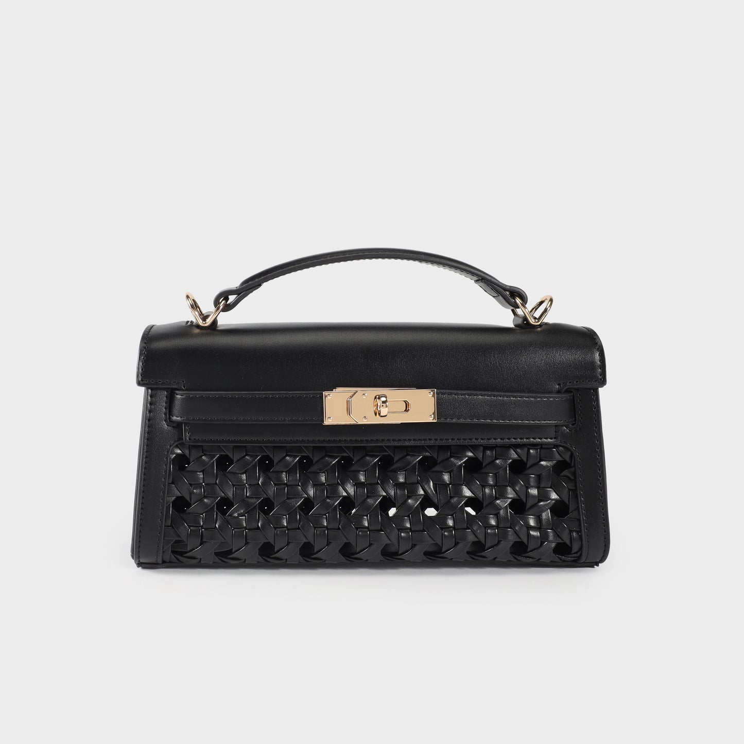 Borsa a mano FRANCESCA INTRECCIATA - JET BLACK GOLD