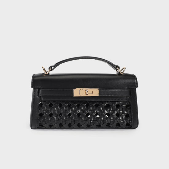 Borsa a mano FRANCESCA INTRECCIATA - JET BLACK GOLD