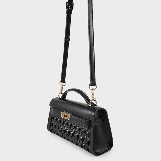 Borsa a mano FRANCESCA INTRECCIATA - JET BLACK GOLD