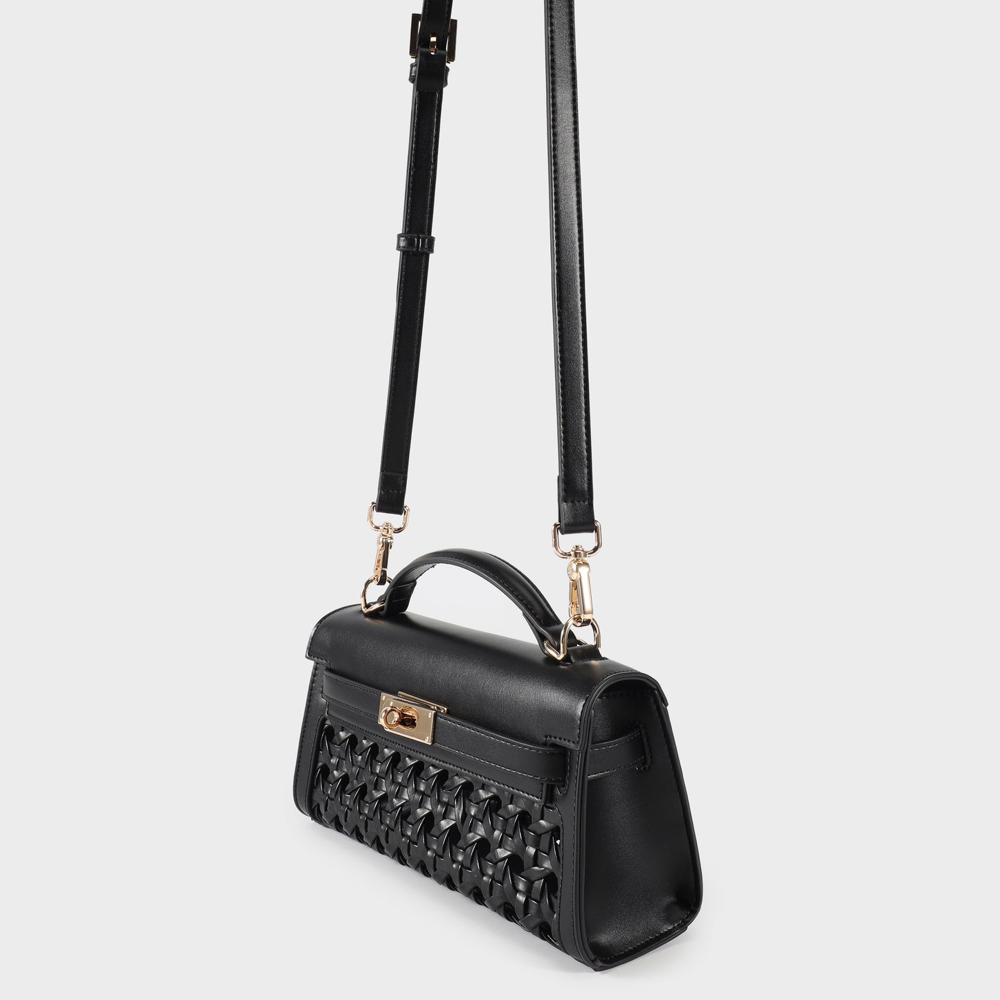 Borsa a mano FRANCESCA INTRECCIATA - JET BLACK GOLD