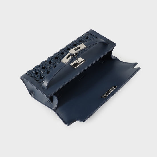 Borsa a mano FRANCESCA INTRECCIATA - BLUE NAVY