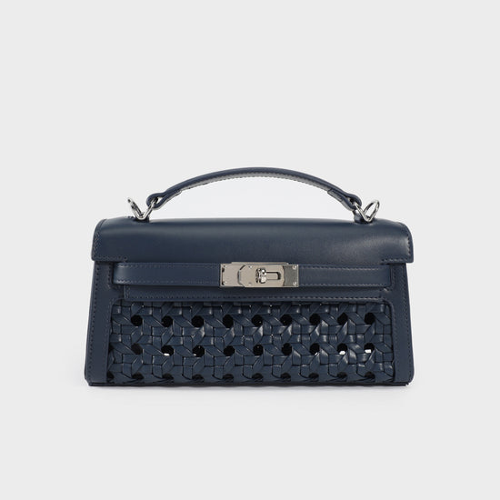 Borsa a mano FRANCESCA INTRECCIATA - BLUE NAVY