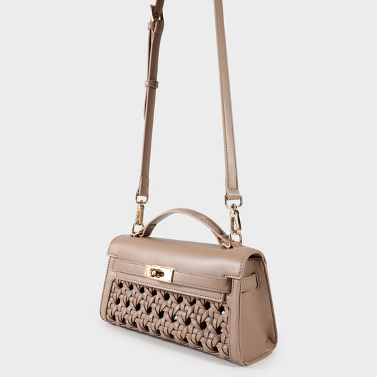 Borsa a mano FRANCESCA INTRECCIATA - TAUPE