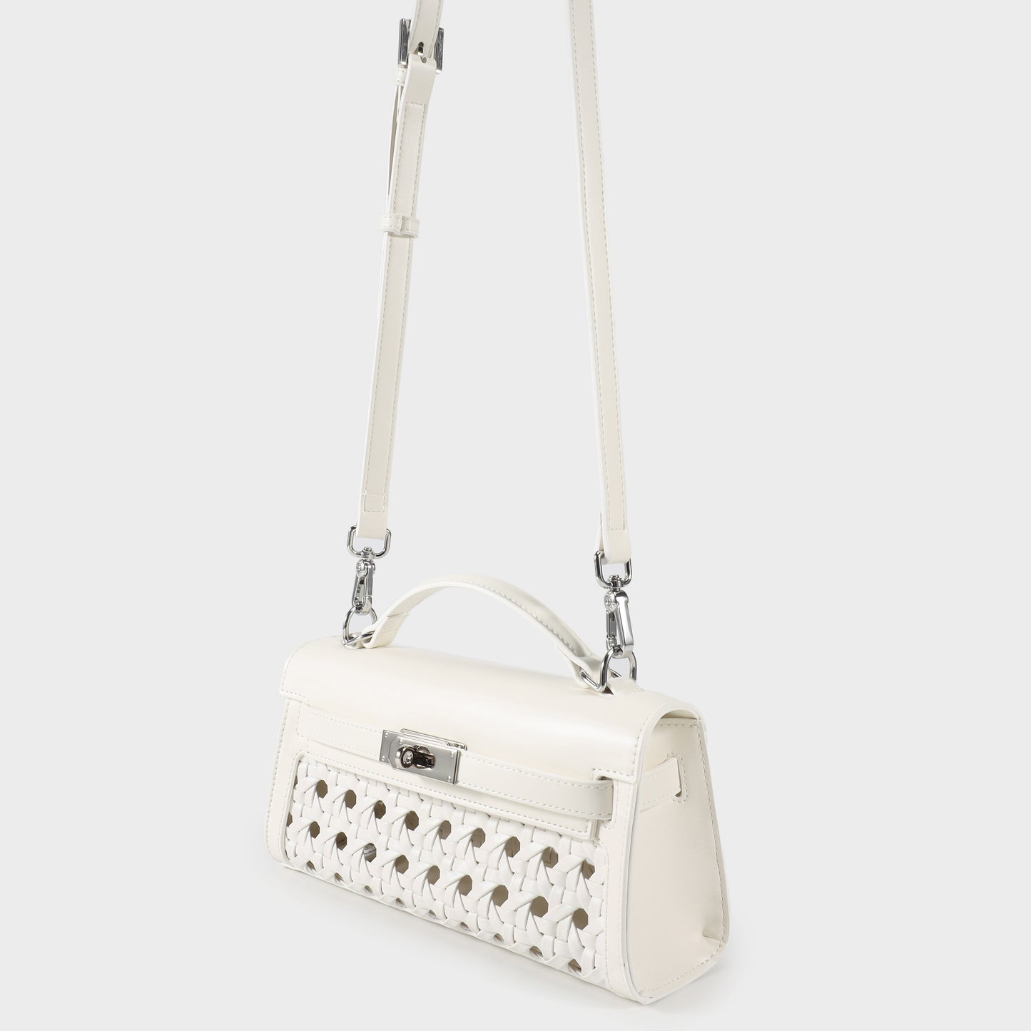 Borsa a mano FRANCESCA INTRECCIATA - WHITE
