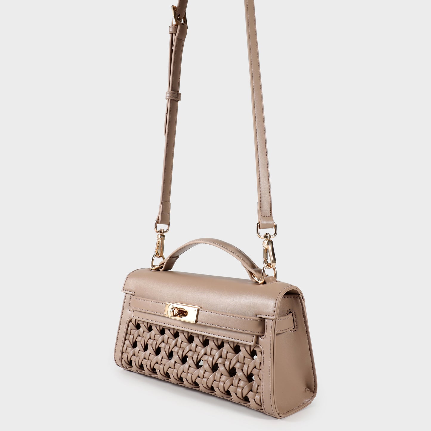 Borsa a mano FRANCESCA INTRECCIATA - TAUPE