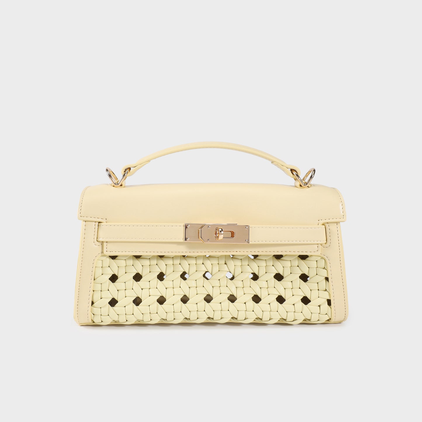 Borsa a mano FRANCESCA INTRECCIATA - SOFT YELLOW