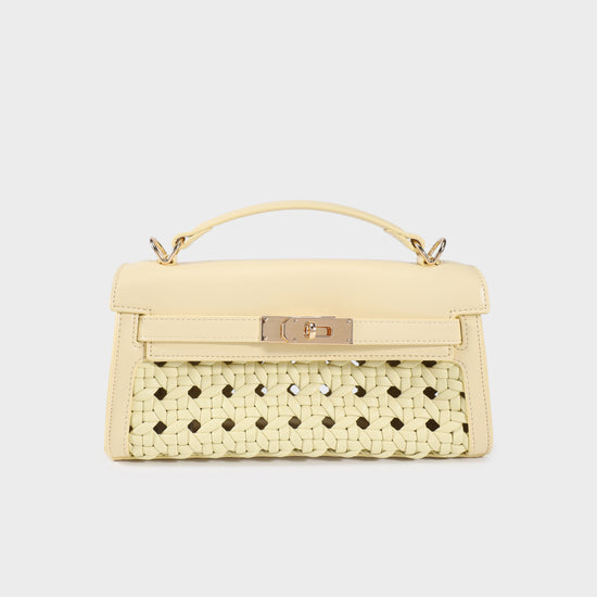 Borsa a mano FRANCESCA INTRECCIATA - SOFT YELLOW