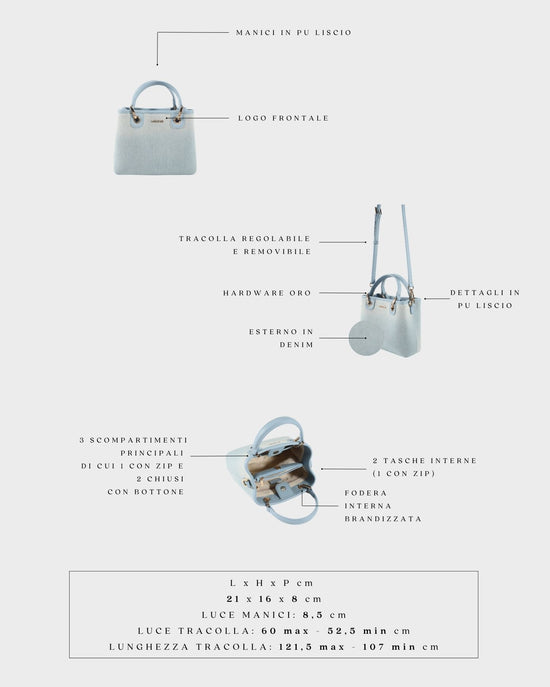 Bolso de mano MARGOT SMALL DENIM LE - LIGHT WASH