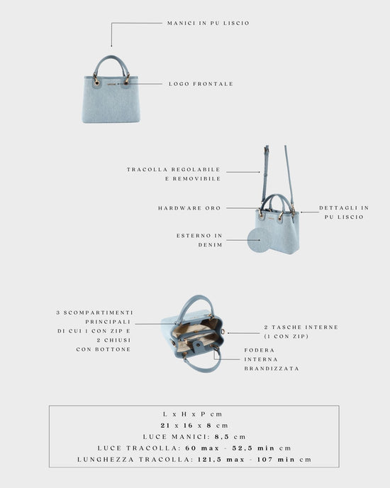 Bolso de mano MARGOT SMALL DENIM LE - AZUL GRISÁCEO