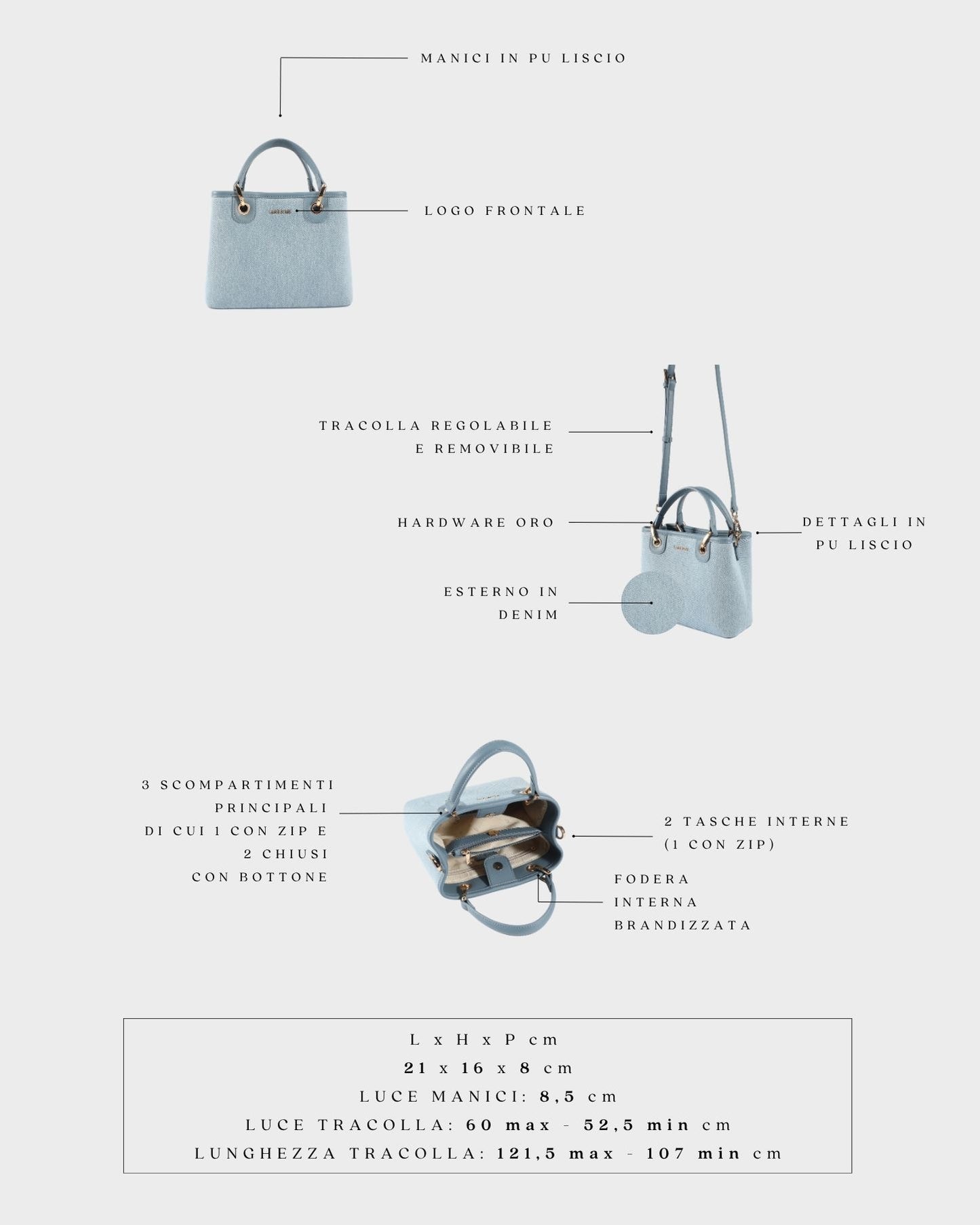Bolso de mano MARGOT SMALL DENIM LE - AZUL GRISÁCEO
