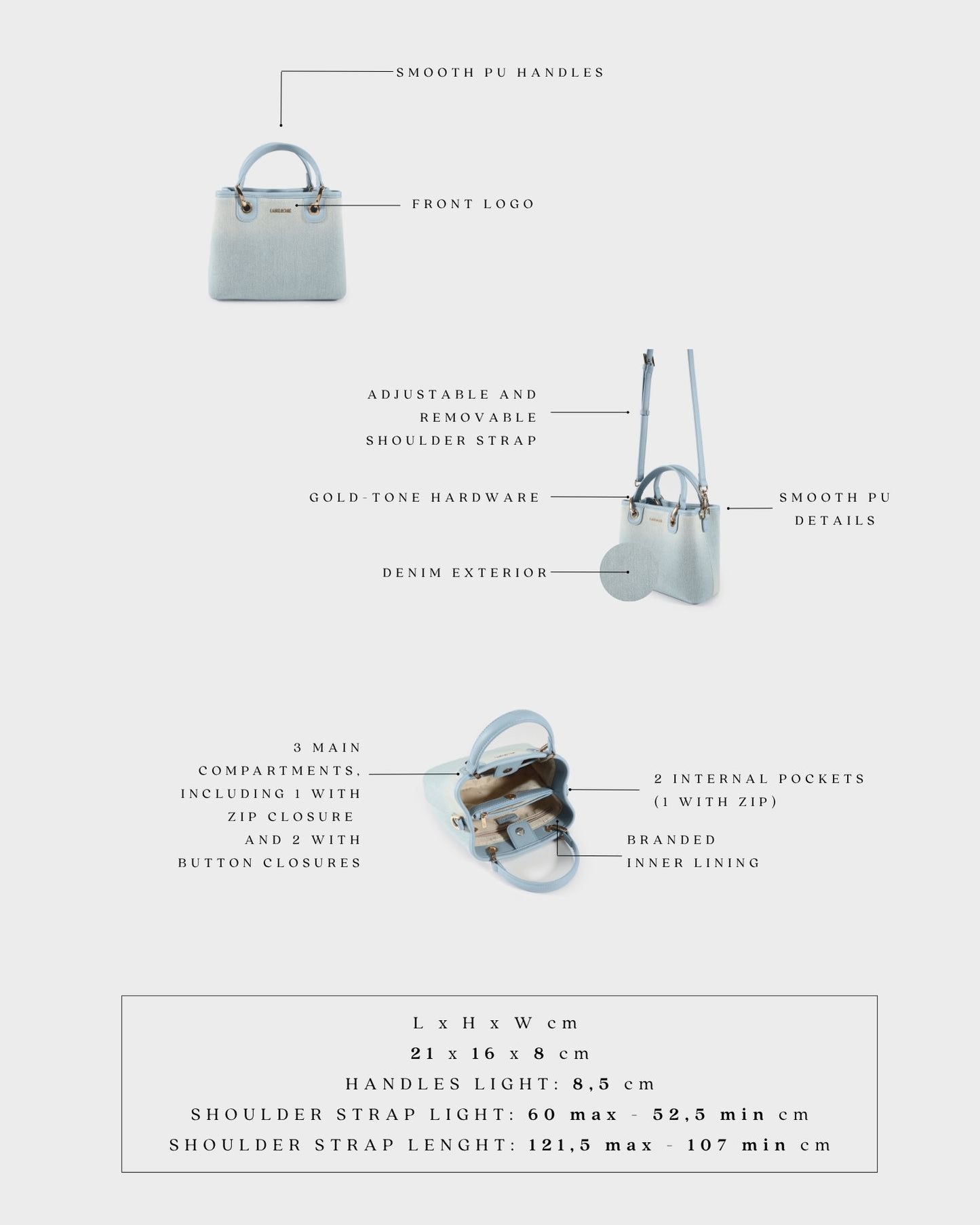 Bolso de mano MARGOT SMALL DENIM LE - LIGHT WASH