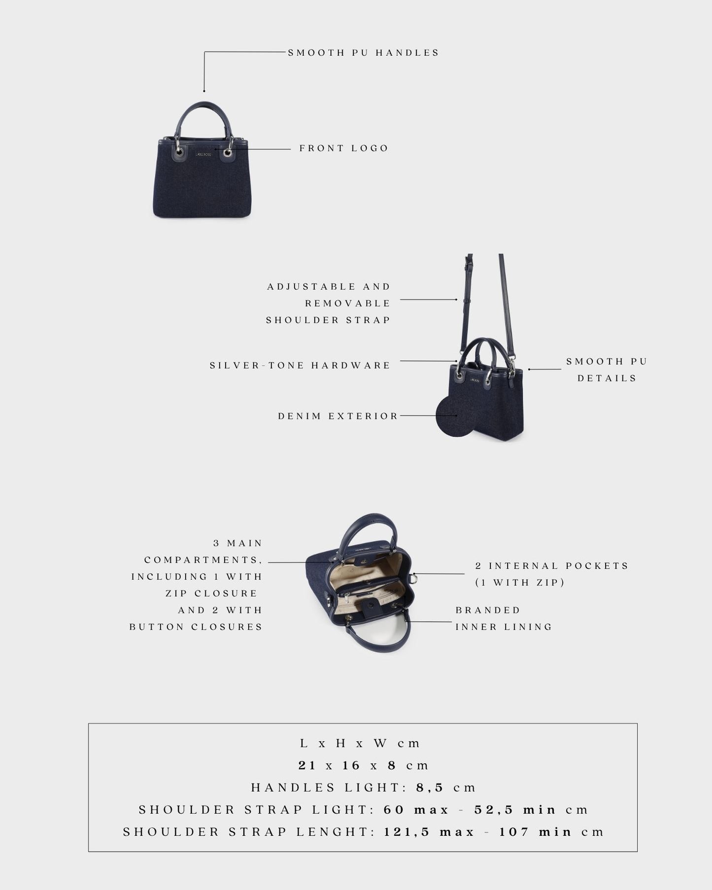 Bolso de mano MARGOT SMALL DENIM LE - INDIGO