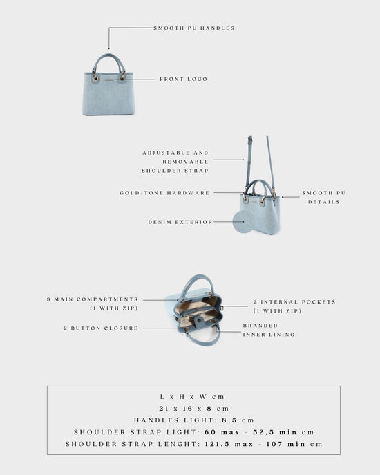 Bolso de mano MARGOT SMALL DENIM LE - AZUL GRISÁCEO